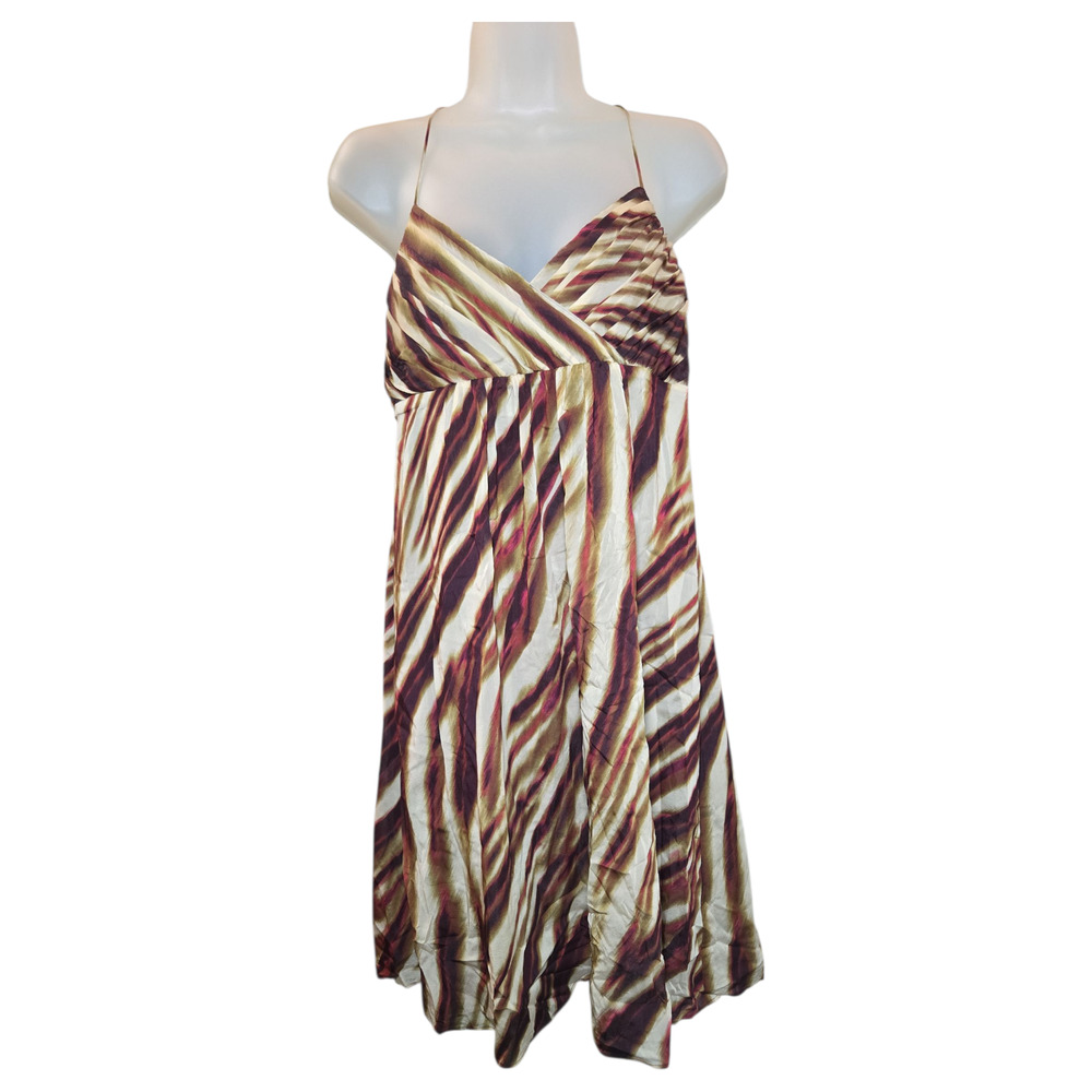 Ann Taylor Wom Sz 12 Brown Purple Silk Blend Sleeveless Dress Y2K Dance 90s EUC